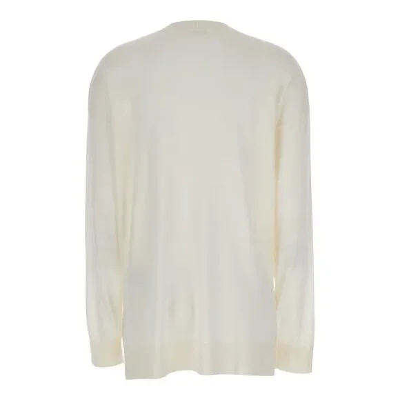 P.A.R.O.S.H. White Long-Sleeved Crewneck Sweater In Wool And Silk Blend Woman